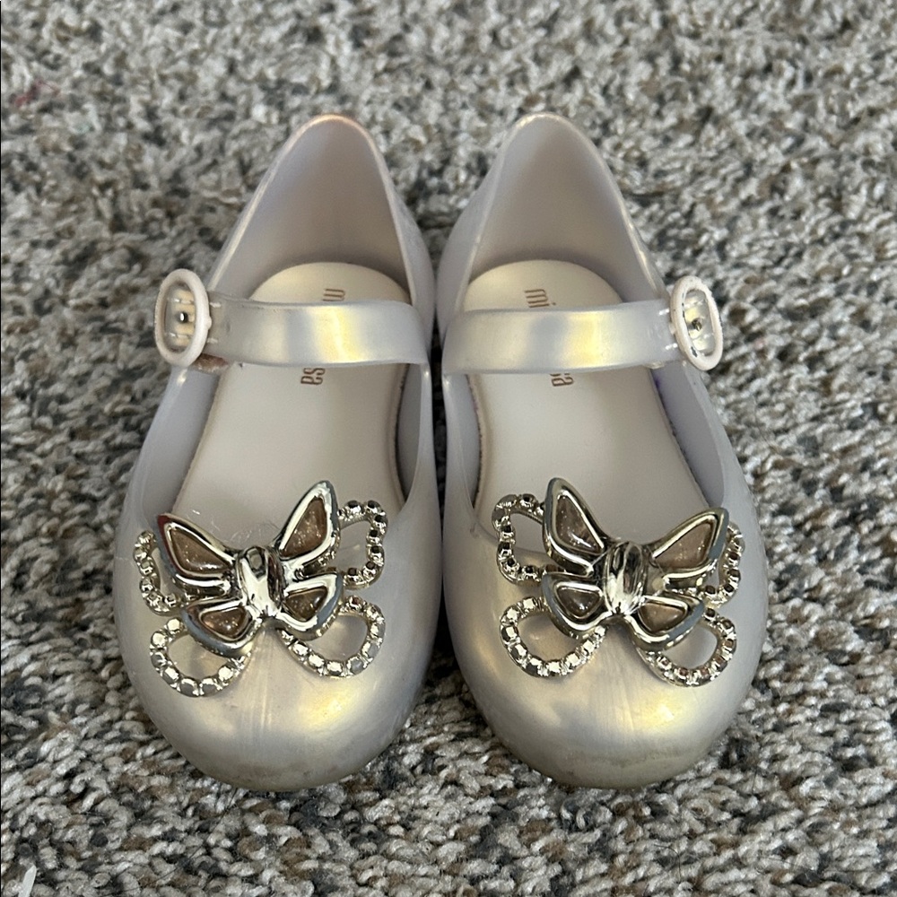 Mini Melissa Metallic Kids Dress Shoes with Butterfly Accent - Picture 8 of 9
